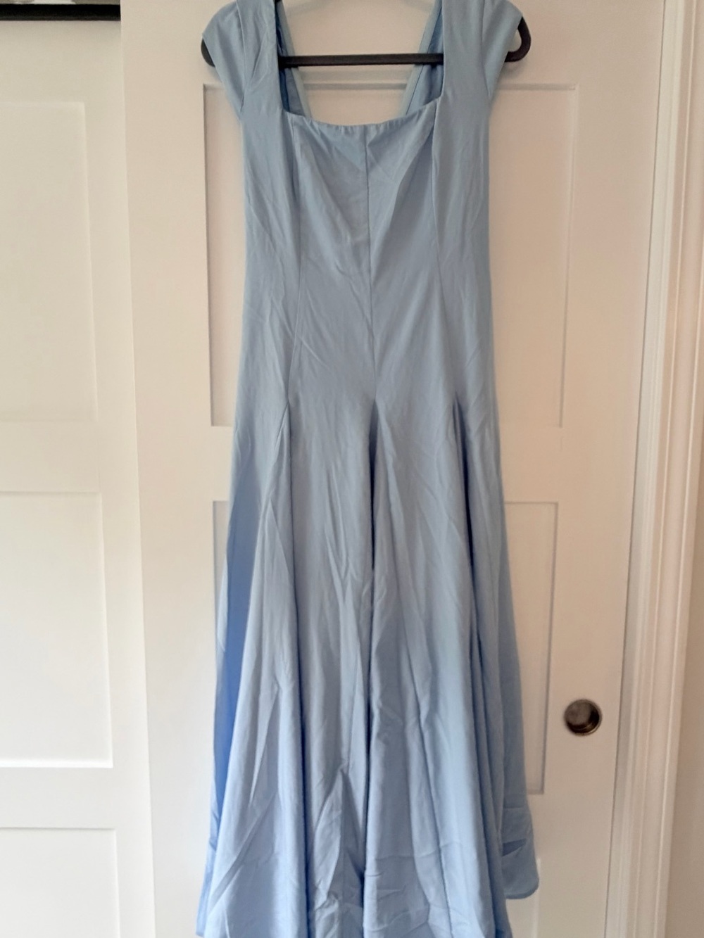 Light Blue Midi Dress β’ Square Neck β’ Back Corset β’ Size 10 / Large β’ Auraxe - Picture 5 of 11